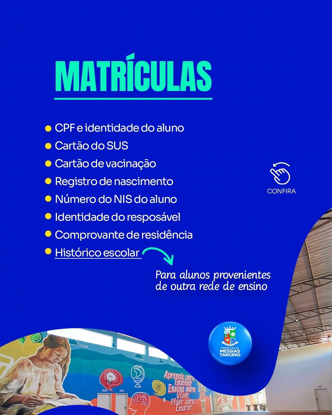 MATRÍCULAS ESCOLARES – ATENÇÃO, PAIS E RESPONSÁVEIS!